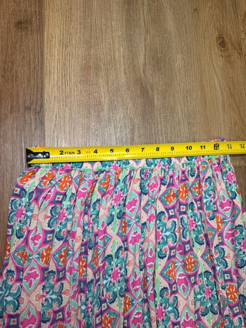 ASOS Frill Beach Mosaic Tile‎ Swim Cover Maxi Skirt Double Front Slits US 6 Boho
